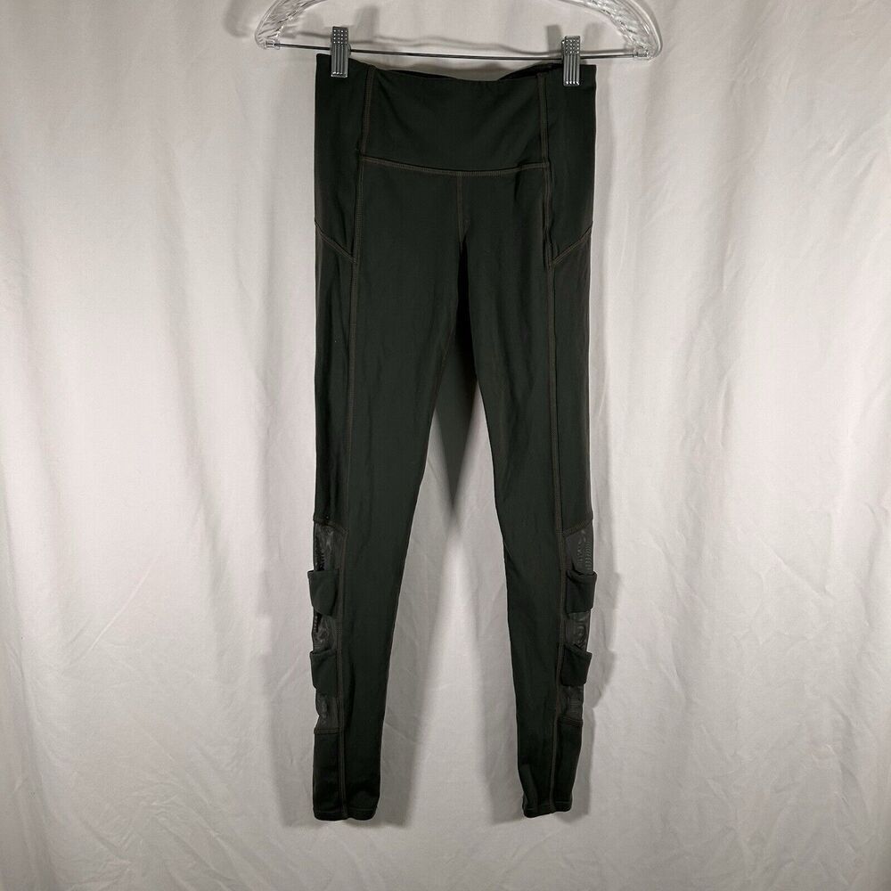 Athleta Leggings Women's XS Green Pull On Stretchy Mesh Side Breathable Mid Rise